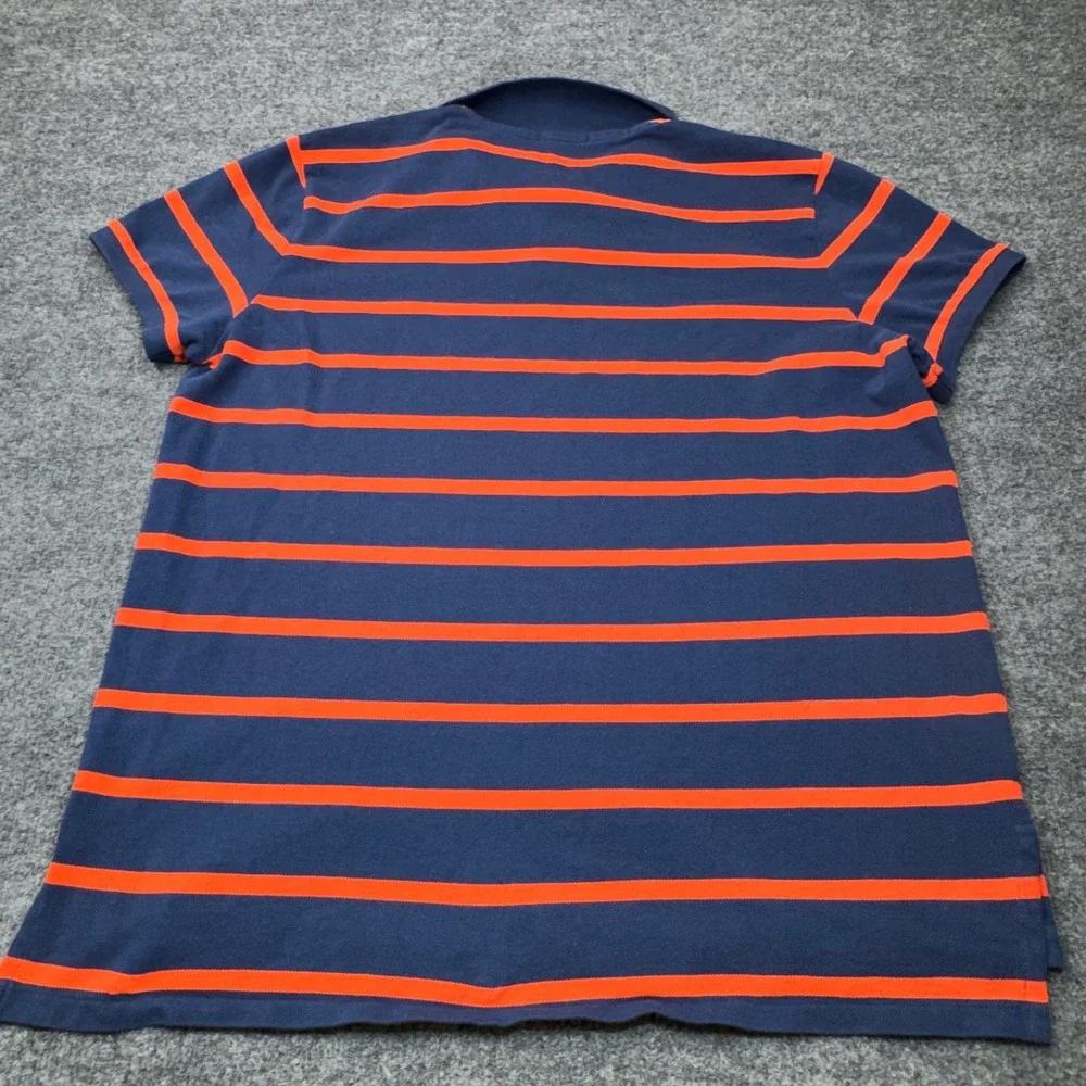 Vintage Polo Jeans Company Shirt Mens 2XL Blue Striped Pique USA Flag Logo 90s